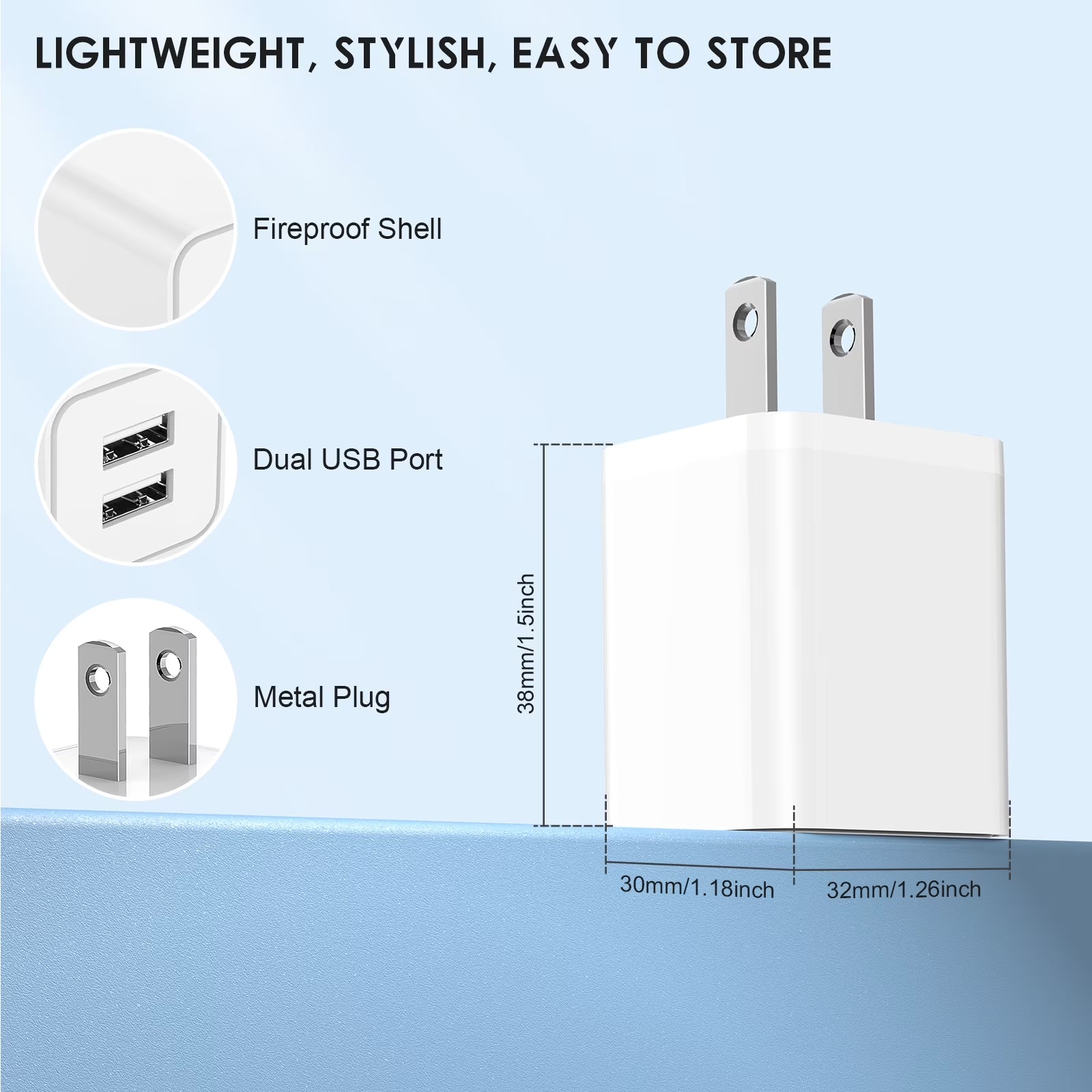 Wall Charger Compatible for Iphone Charger Cable 6Ft, 2 Pack Dual Port USB Block Cube Adapter with Charging Cord Compatible for Iphone 14/13/12/11 XS/XS Max/Xr/X 8/7/6 plus Se,Ipad,Case