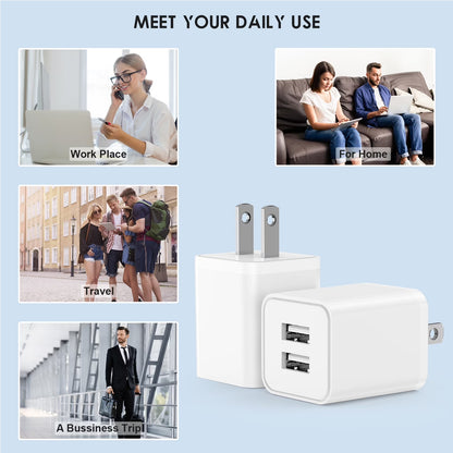 Wall Charger Compatible for Iphone Charger Cable 6Ft, 2 Pack Dual Port USB Block Cube Adapter with Charging Cord Compatible for Iphone 14/13/12/11 XS/XS Max/Xr/X 8/7/6 plus Se,Ipad,Case