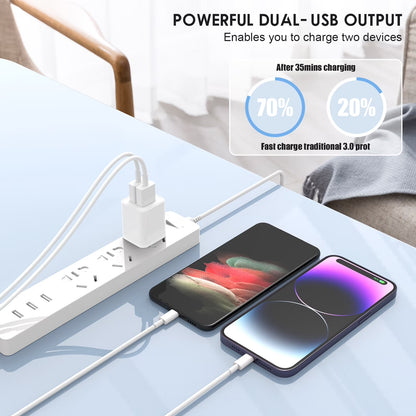Wall Charger Compatible for Iphone Charger Cable 6Ft, 2 Pack Dual Port USB Block Cube Adapter with Charging Cord Compatible for Iphone 14/13/12/11 XS/XS Max/Xr/X 8/7/6 plus Se,Ipad,Case
