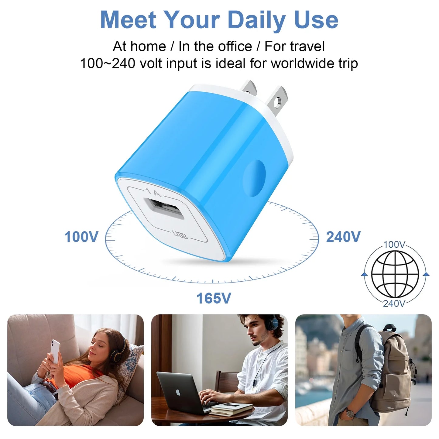 8 Pack USB C Charger Blcok,  1A Wall Charger Block Type C Block Fast Charger Android USB Brick Type C Charger Charger Plug Brick Cube Charger Box Fast Charging Block for Samsung Android Charger