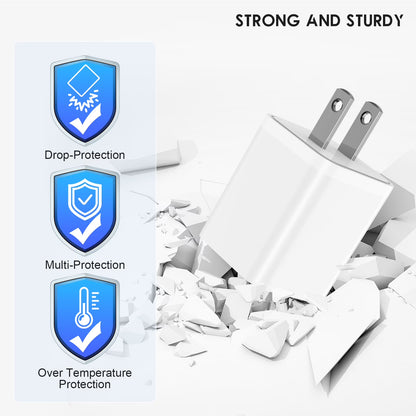 Wall Charger Compatible for Iphone Charger Cable 6Ft, 2 Pack Dual Port USB Block Cube Adapter with Charging Cord Compatible for Iphone 14/13/12/11 XS/XS Max/Xr/X 8/7/6 plus Se,Ipad,Case