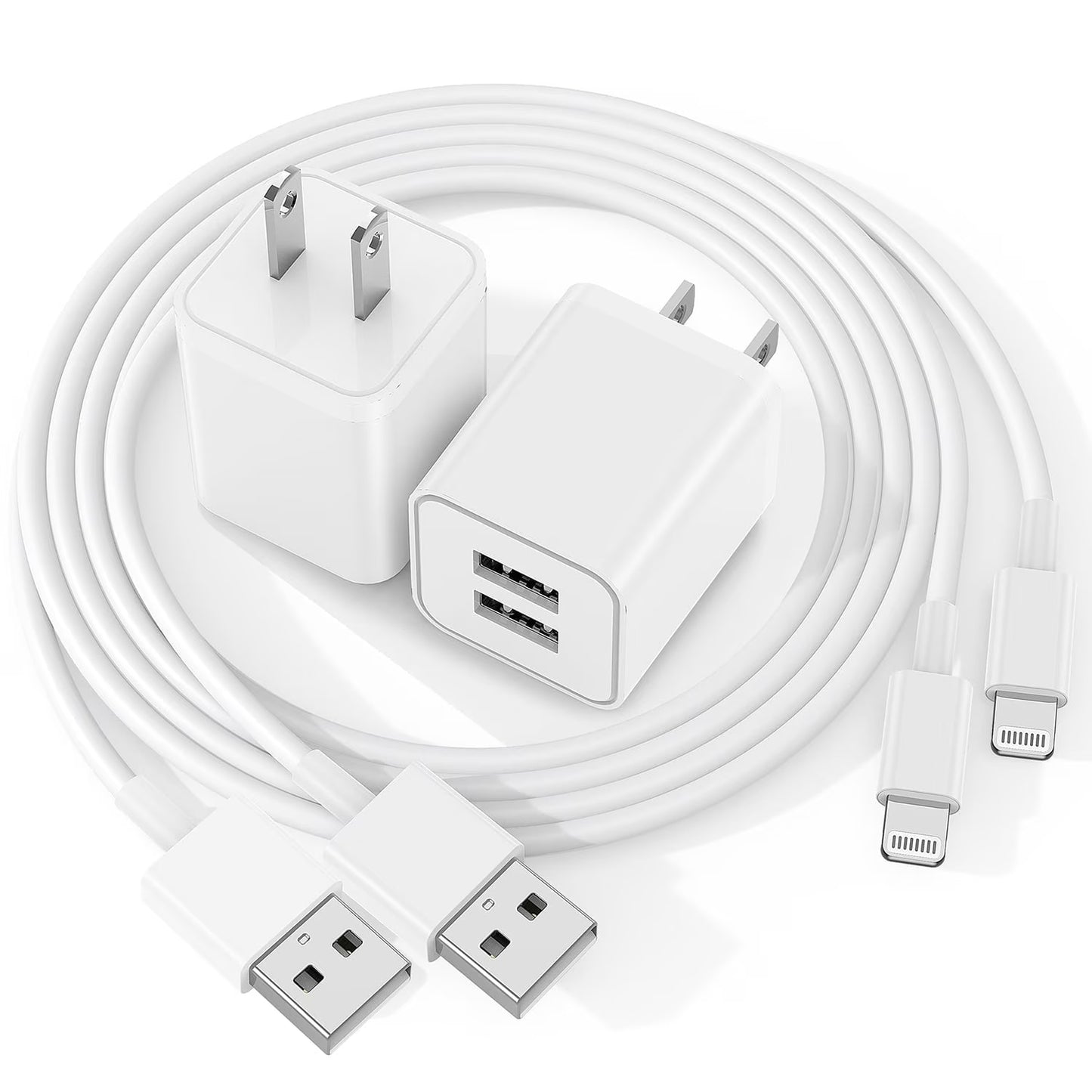 Wall Charger Compatible for Iphone Charger Cable 6Ft, 2 Pack Dual Port USB Block Cube Adapter with Charging Cord Compatible for Iphone 14/13/12/11 XS/XS Max/Xr/X 8/7/6 plus Se,Ipad,Case