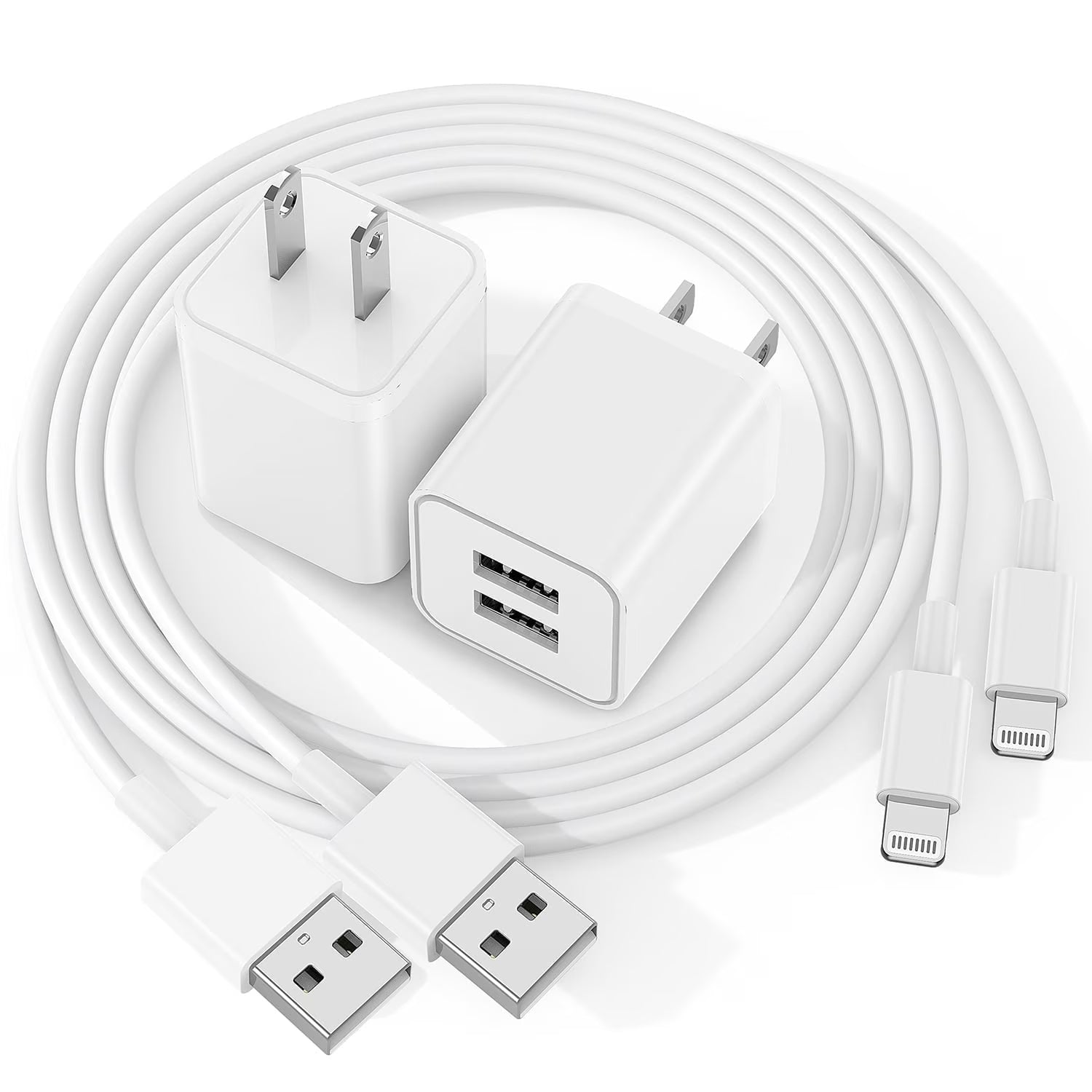 Wall Charger Compatible for Iphone Charger Cable 6Ft, 2 Pack Dual Port USB Block Cube Adapter with Charging Cord Compatible for Iphone 14/13/12/11 XS/XS Max/Xr/X 8/7/6 plus Se,Ipad,Case