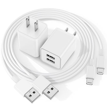 Wall Charger Compatible for Iphone Charger Cable 6Ft, 2 Pack Dual Port USB Block Cube Adapter with Charging Cord Compatible for Iphone 14/13/12/11 XS/XS Max/Xr/X 8/7/6 plus Se,Ipad,Case